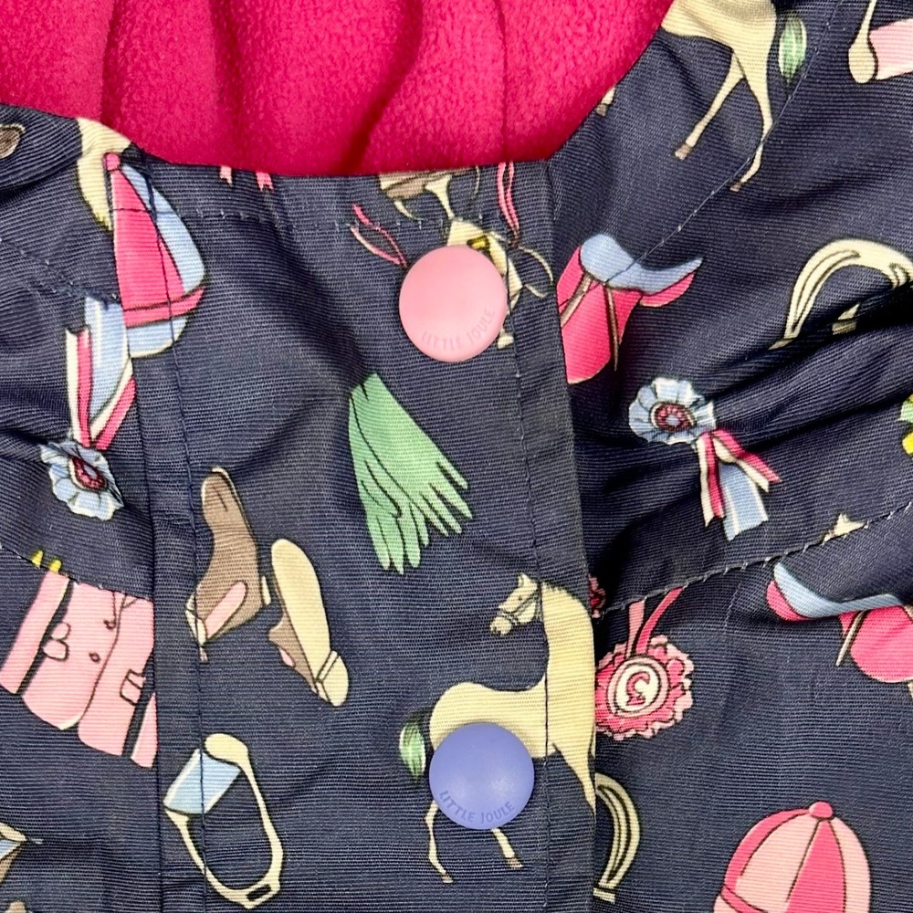 Joules Girls JNR Kirstie Fleece-Lined Coat Jacket 6Y 116 cm Horse Navy Pink - Picture 5 of 13